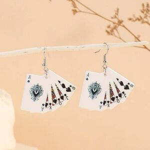 ♠️ Awesome Spades Royal Flush Hand Of Cards Earrings ♠️